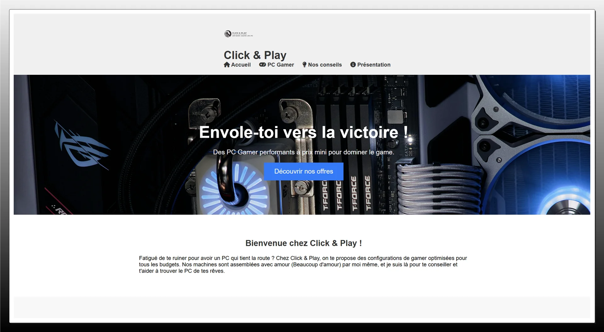 Page d'accueil Click & Play